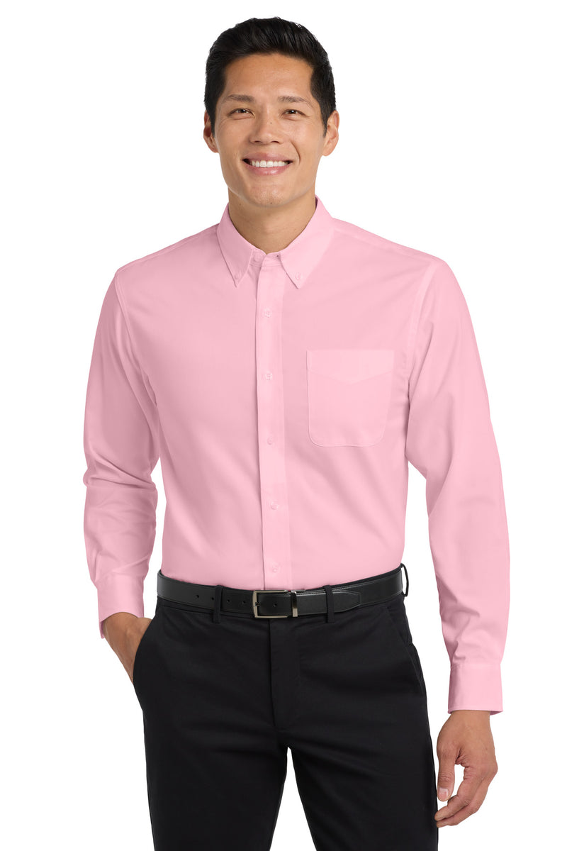 Port Authority Extended Size Long Sleeve Easy Care Shirt - Light Pink