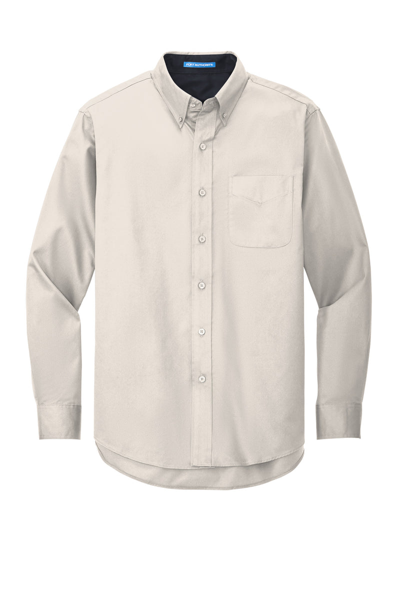 Port Authority Extended Size Long Sleeve Easy Care Shirt - Light Stone/ Classic Navy