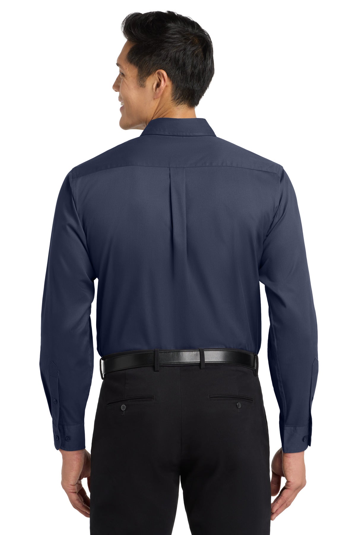 Port Authority Extended Size Long Sleeve Easy Care Shirt - Navy/ Light Stone