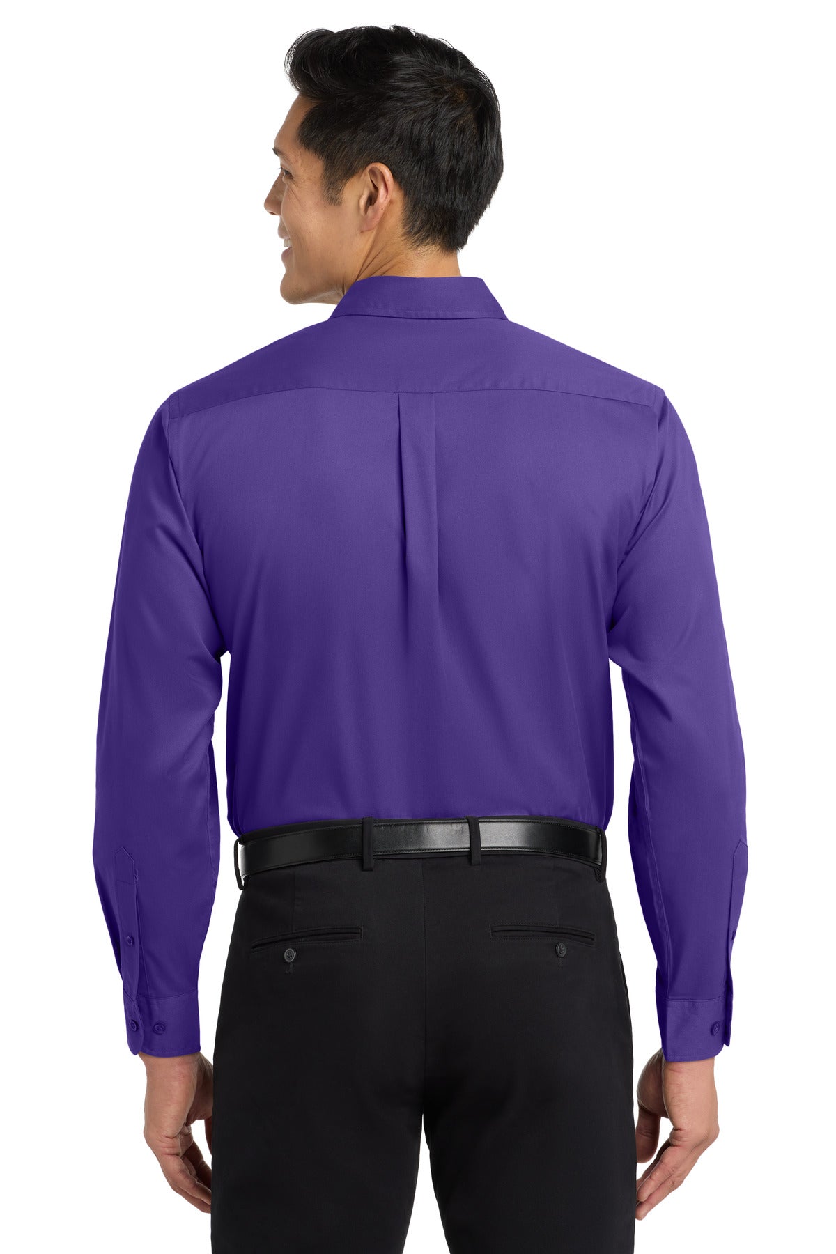 Port Authority Extended Size Long Sleeve Easy Care Shirt - Purple/ Light Stone