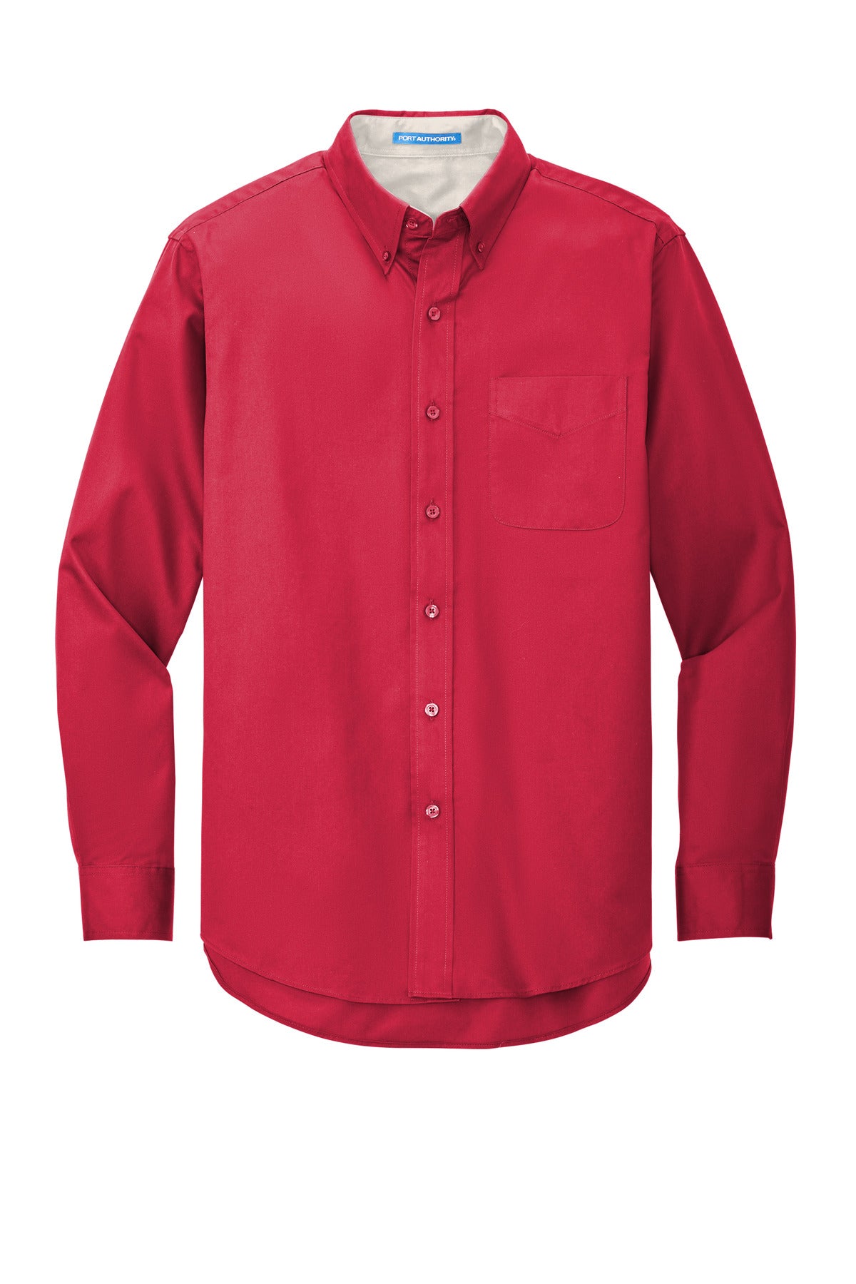 Port Authority Extended Size Long Sleeve Easy Care Shirt - Red/ Light Stone