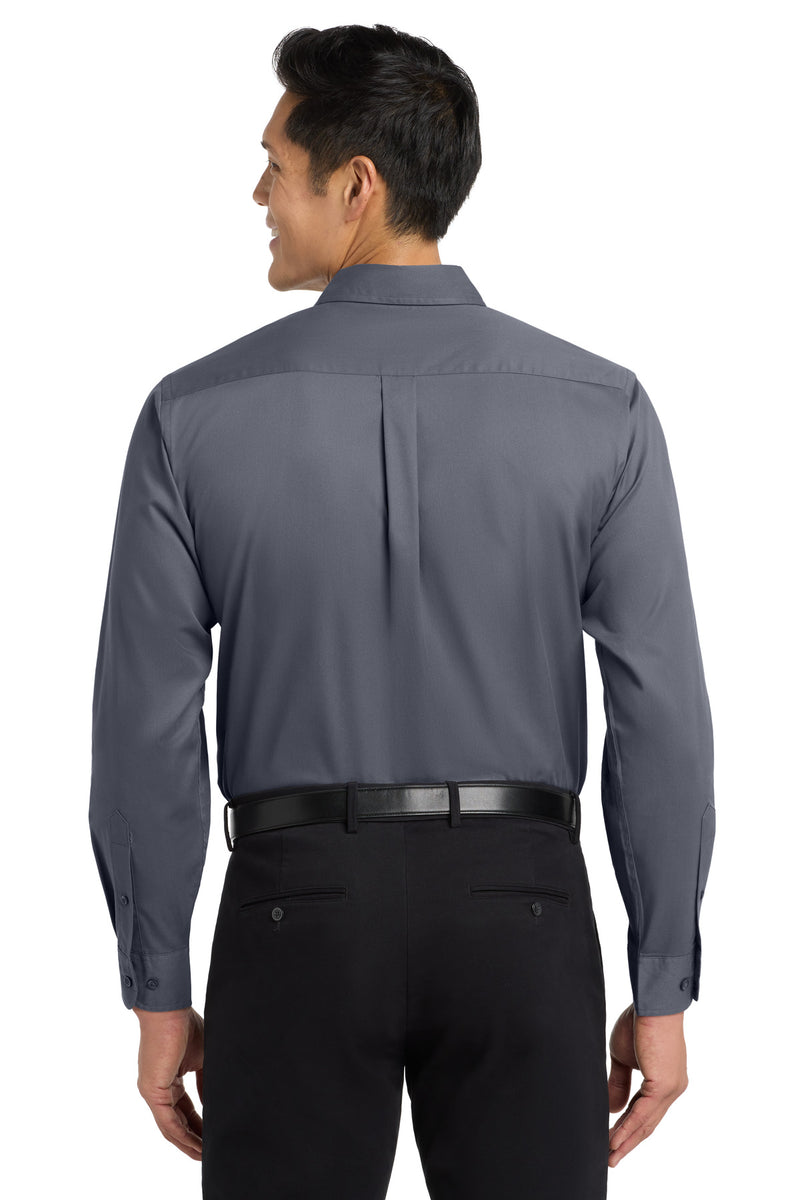 Port Authority Extended Size Long Sleeve Easy Care Shirt - Steel Grey/ Light Stone