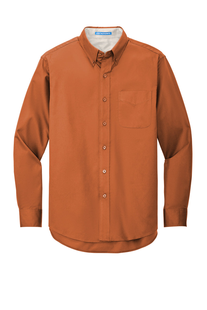 Port Authority Extended Size Long Sleeve Easy Care Shirt - Texas Orange/ Light Stone