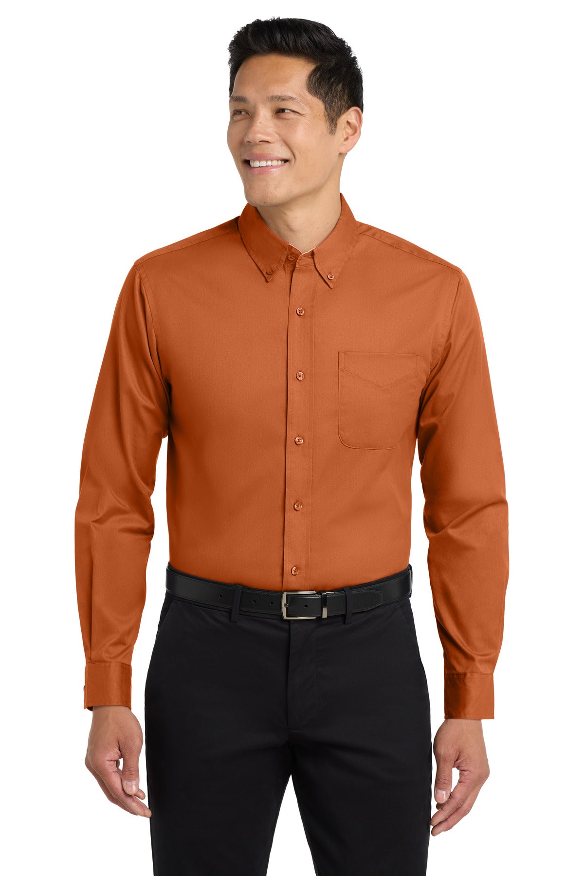 Port Authority Extended Size Long Sleeve Easy Care Shirt - Texas Orange/ Light Stone