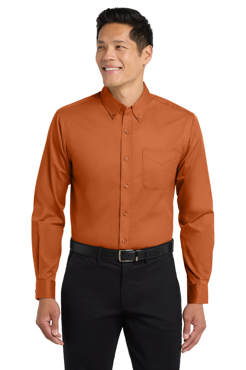 Port Authority Extended Size Long Sleeve Easy Care Shirt - Texas Orange/ Light Stone