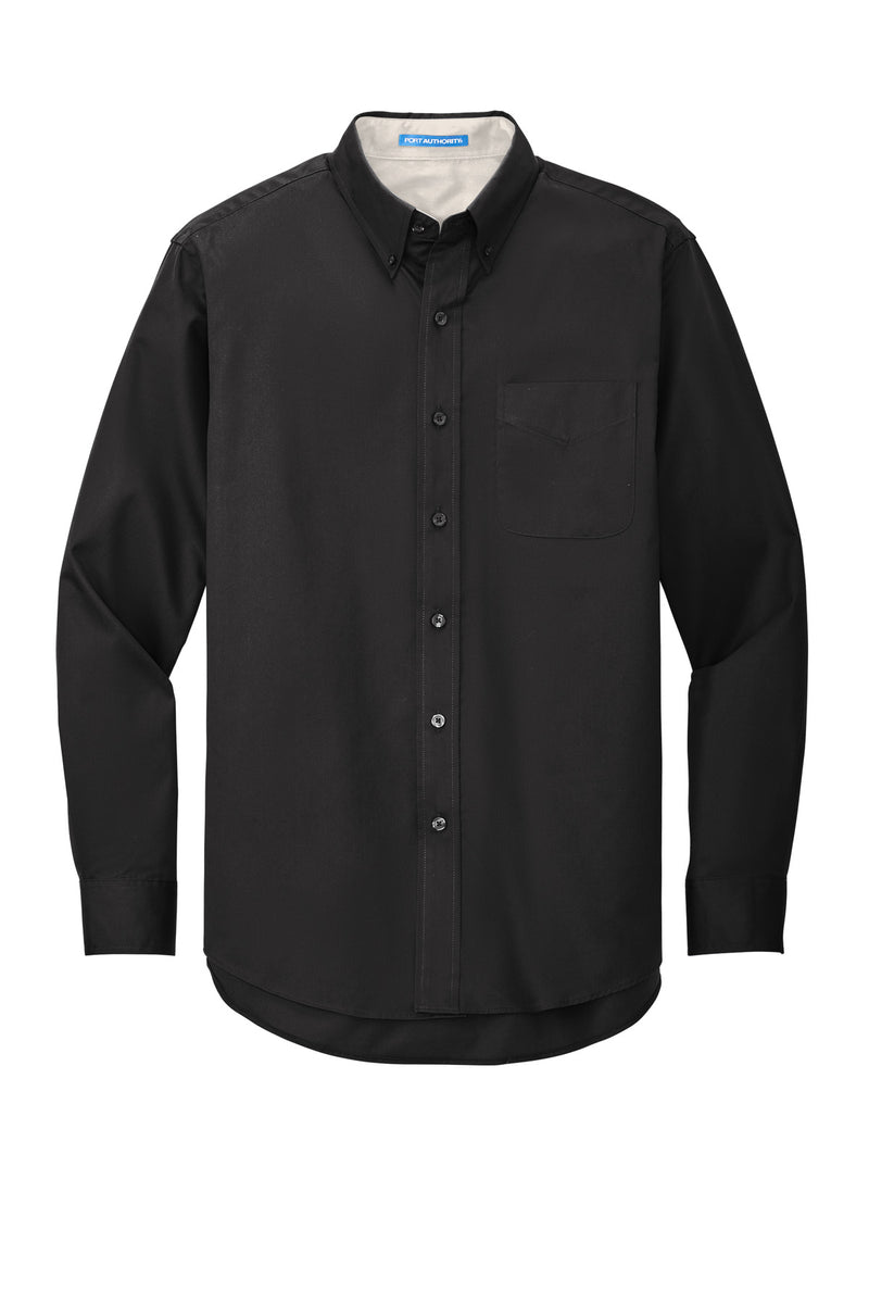 Port Authority Long Sleeve Easy Care Shirt - Black/ Light Stone