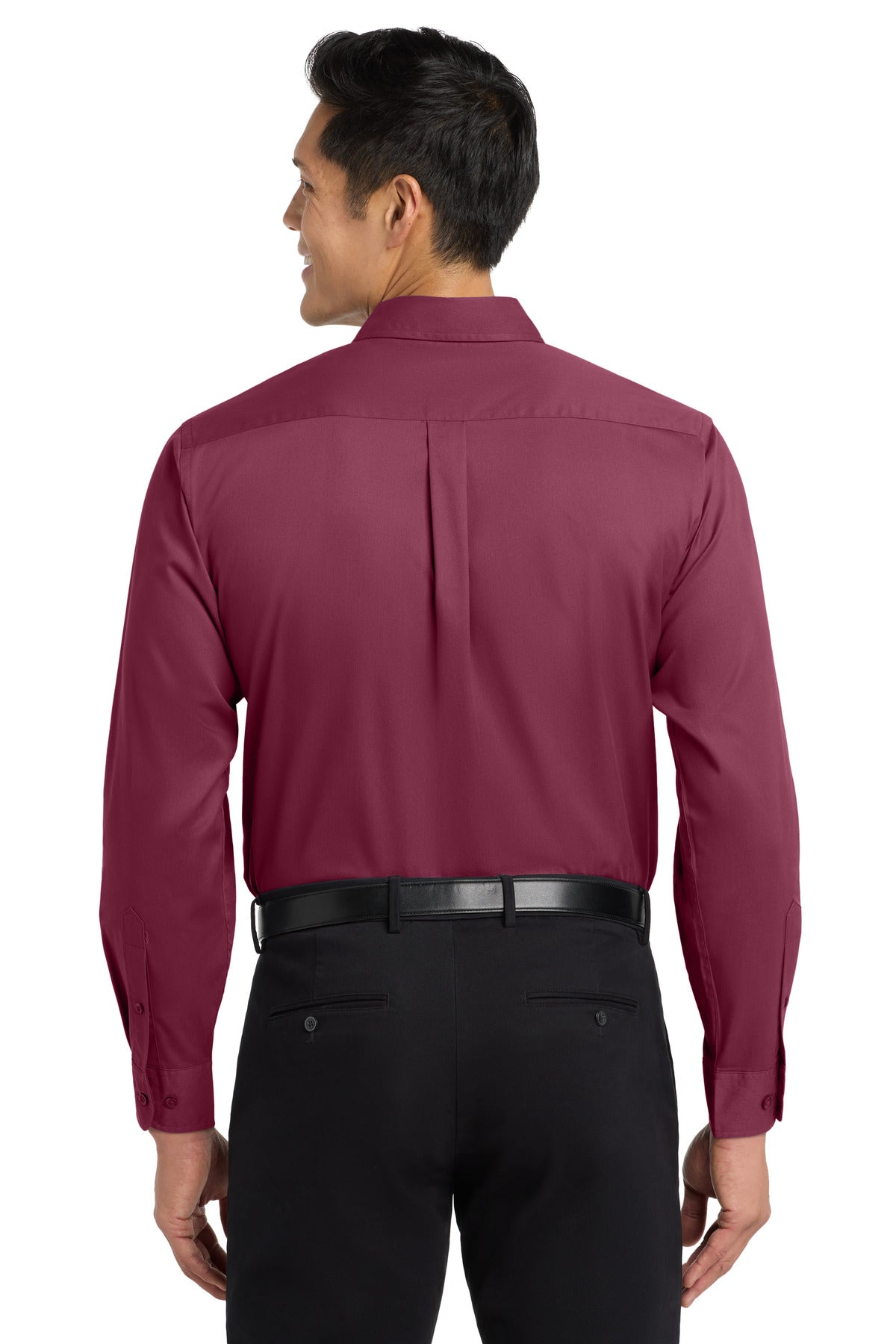 Port Authority Long Sleeve Easy Care Shirt - Burgundy/ Light Stone