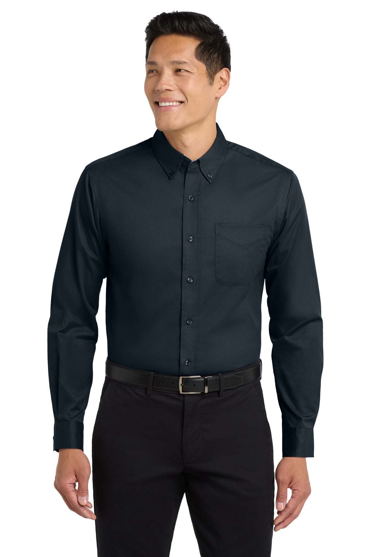 Port Authority Long Sleeve Easy Care Shirt - Classic Navy/ Light Stone