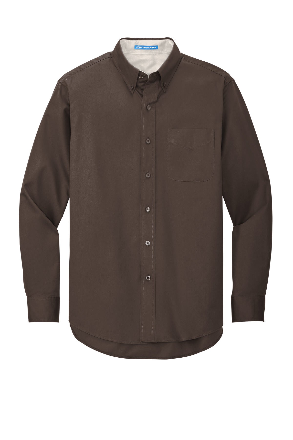 Port Authority Long Sleeve Easy Care Shirt - Coffee Bean/ Light Stone