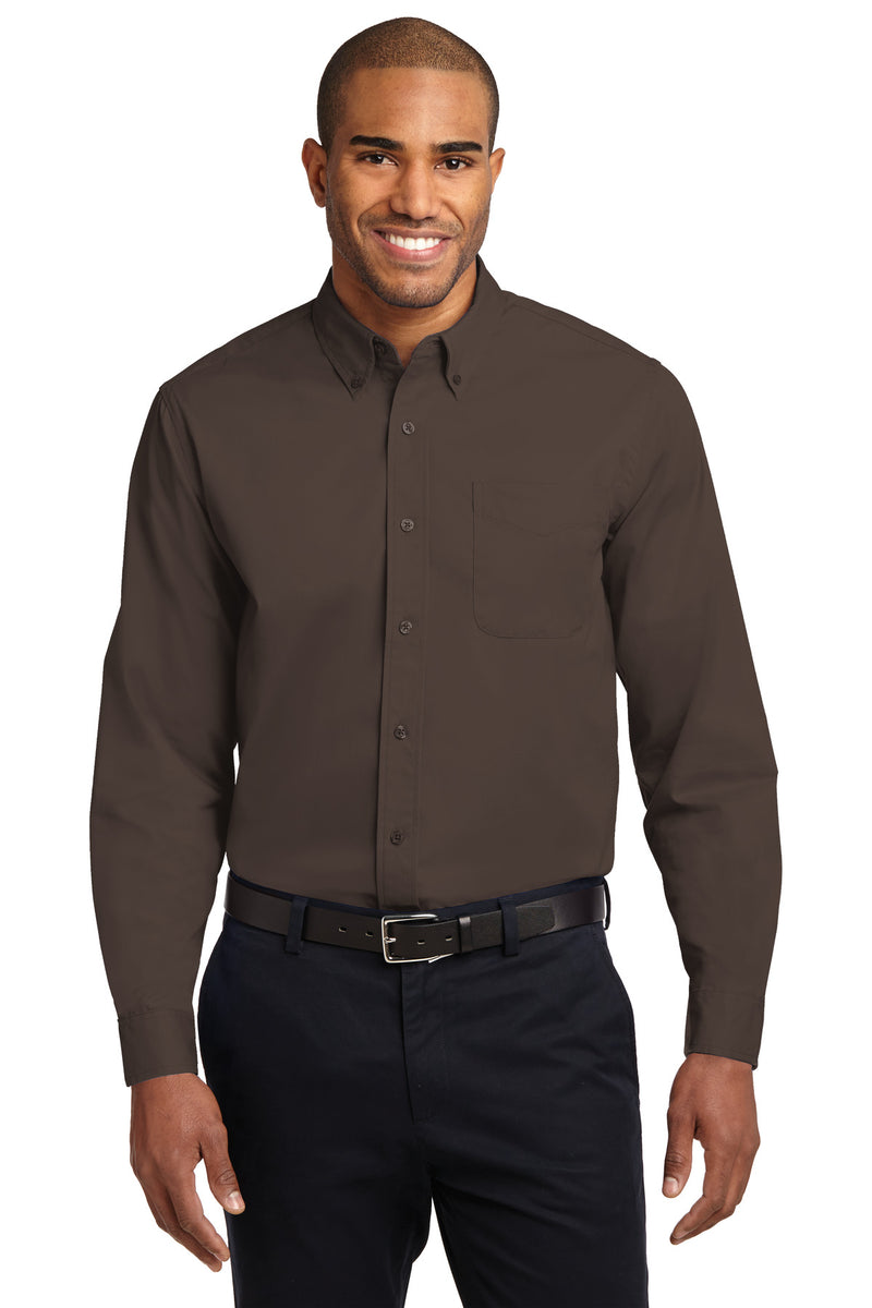 Port Authority Long Sleeve Easy Care Shirt - Coffee Bean/ Light Stone