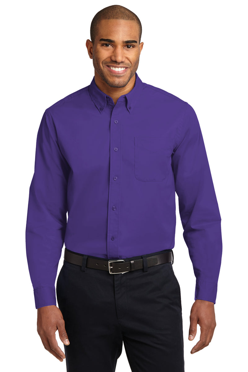 Port Authority Long Sleeve Easy Care Shirt - Purple/ Light Stone