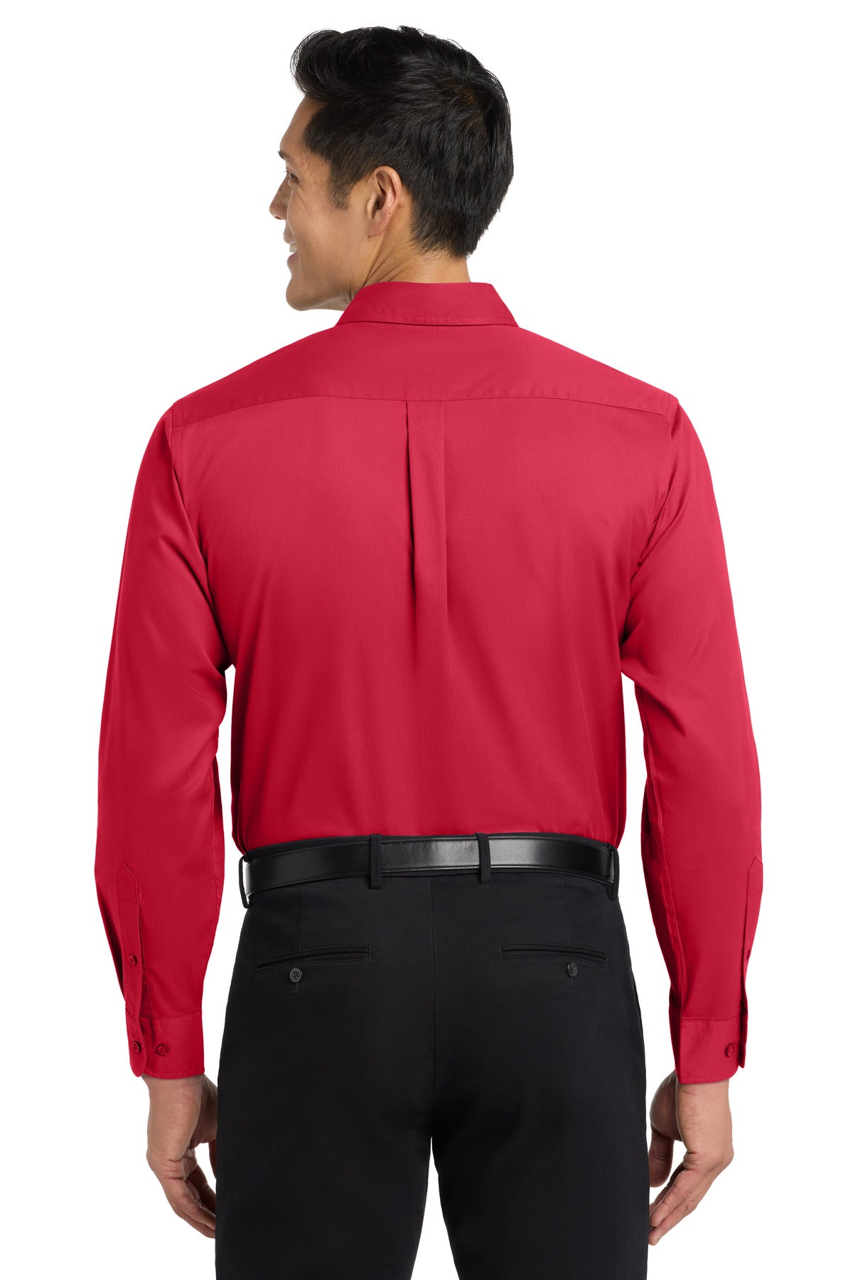 Port Authority Long Sleeve Easy Care Shirt - Red/ Light Stone