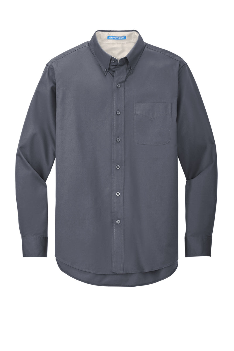 Port Authority Long Sleeve Easy Care Shirt - Steel Grey/ Light Stone