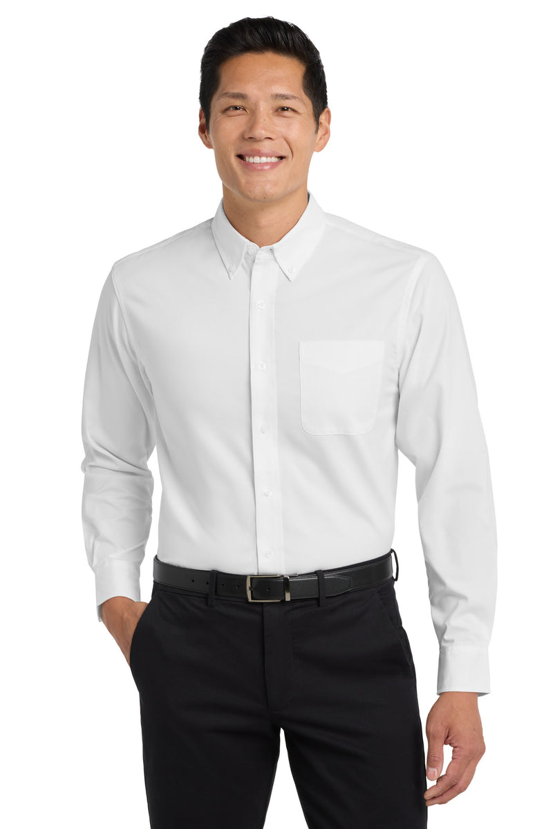 Port Authority Long Sleeve Easy Care Shirt - White/ Light Stone