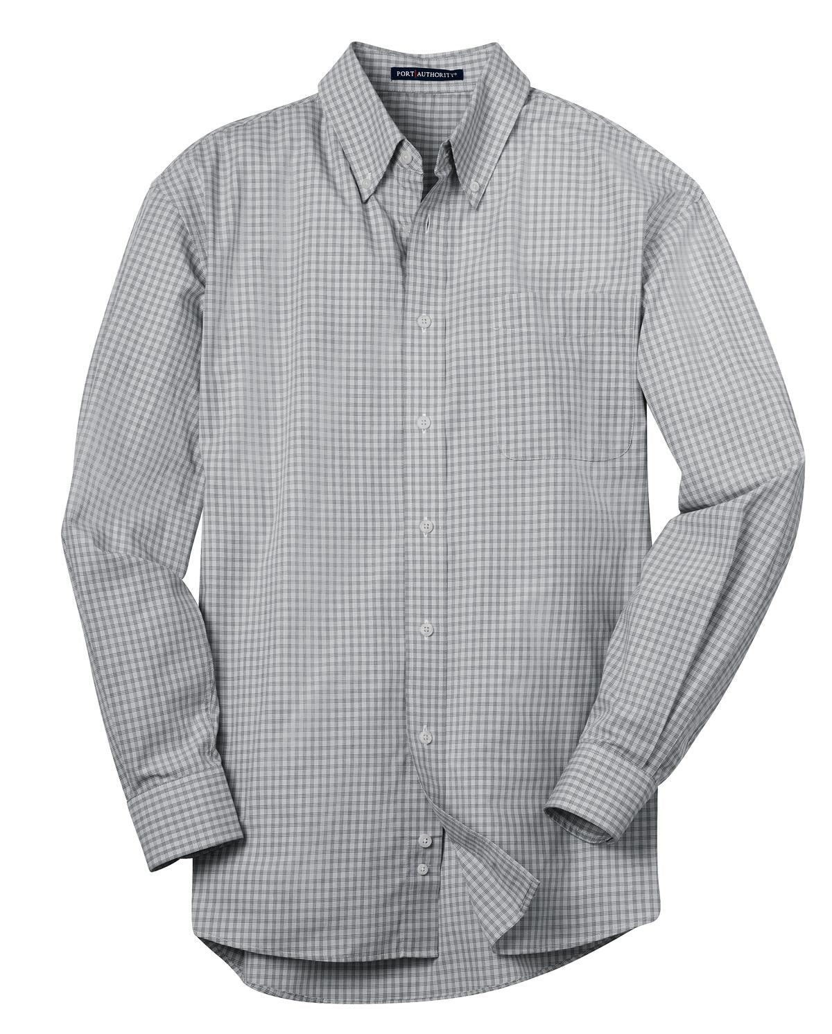 Port Authority Plaid Pattern Easy Care Shirt - Charcoal
