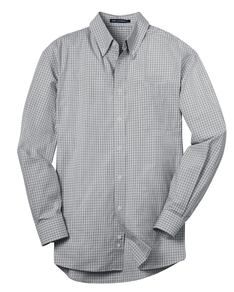Port Authority Plaid Pattern Easy Care Shirt - Charcoal