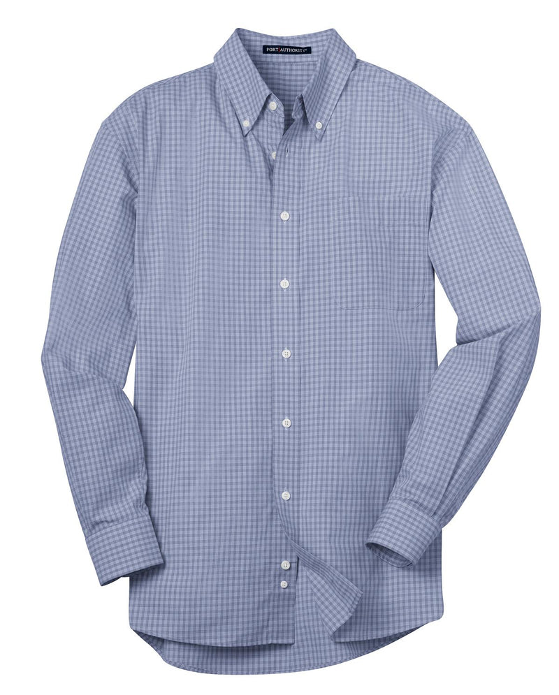 Port Authority Plaid Pattern Easy Care Shirt - Navy