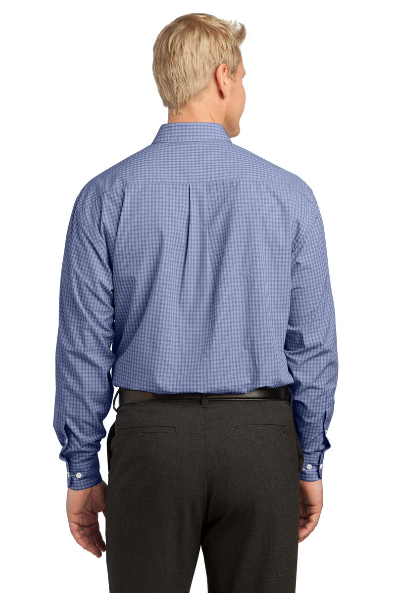 Port Authority Plaid Pattern Easy Care Shirt - Navy