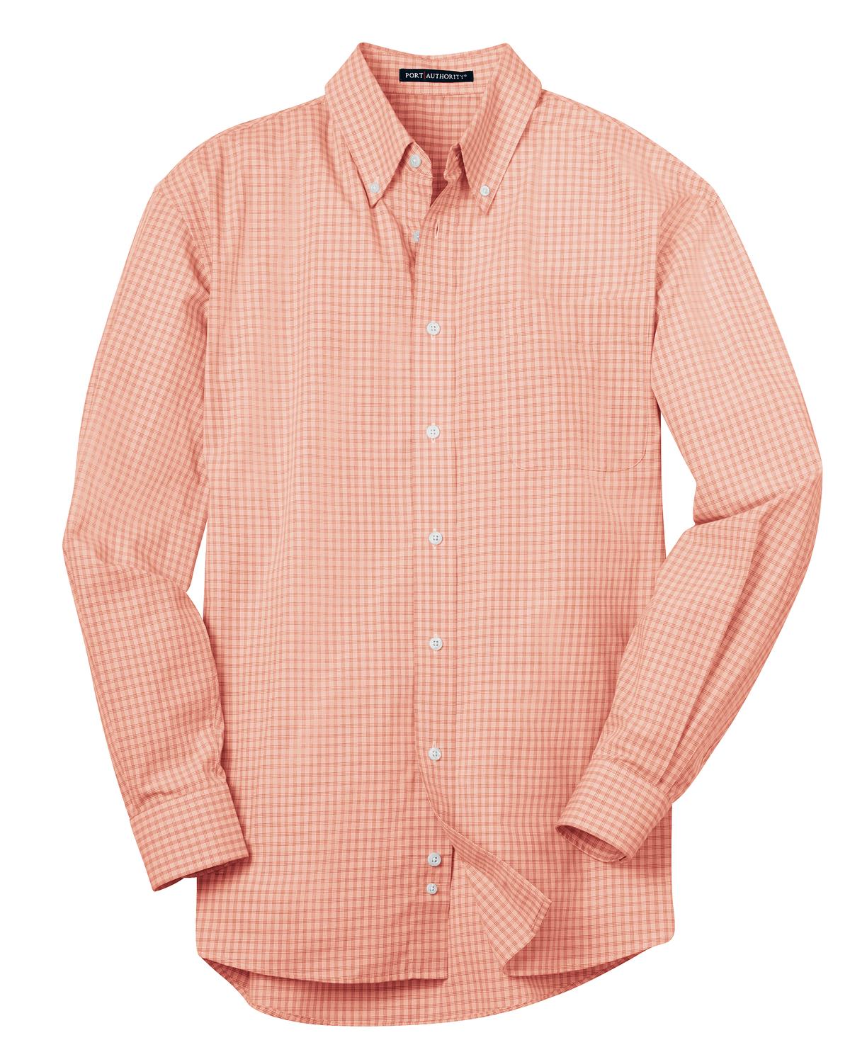 Port Authority Plaid Pattern Easy Care Shirt - Orange