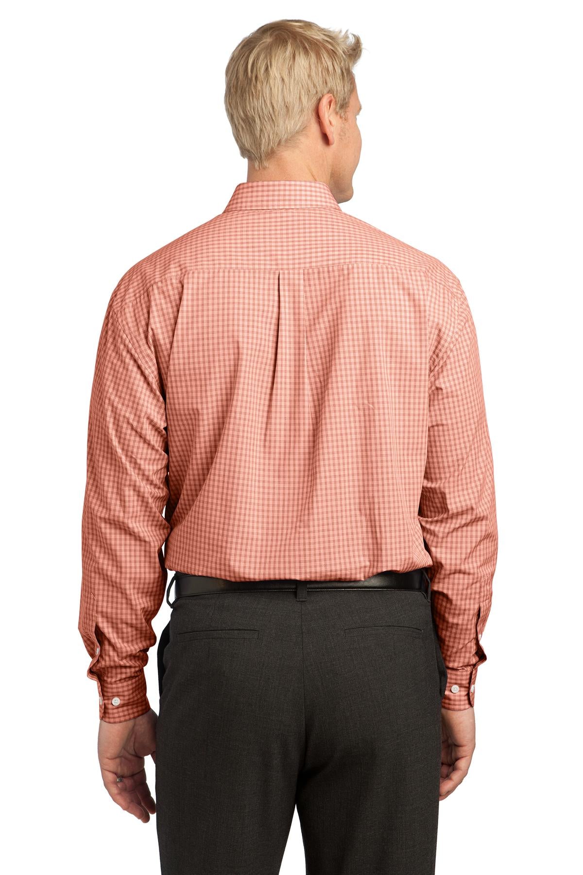 Port Authority Plaid Pattern Easy Care Shirt - Orange