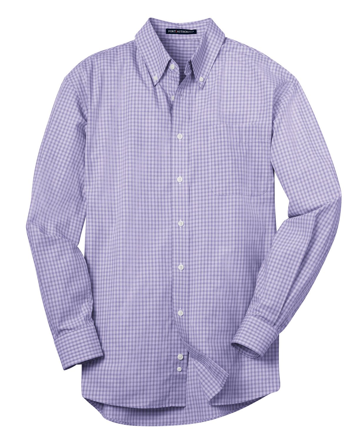Port Authority Plaid Pattern Easy Care Shirt - Purple