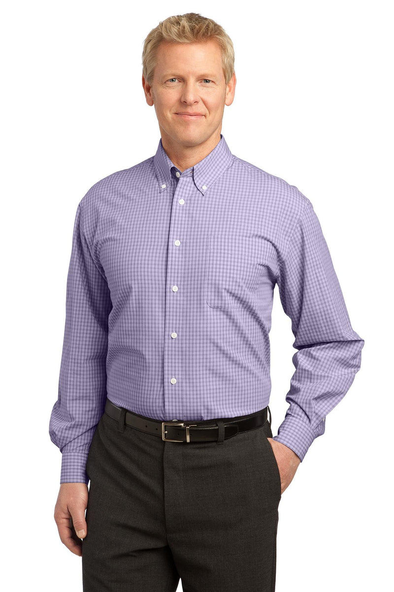 Port Authority Plaid Pattern Easy Care Shirt - Purple