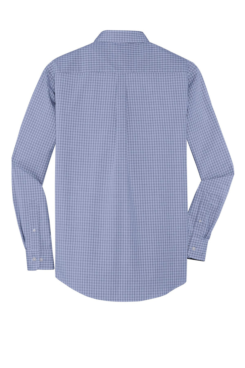 Port Authority Plaid Pattern Easy Care Shirt - Navy