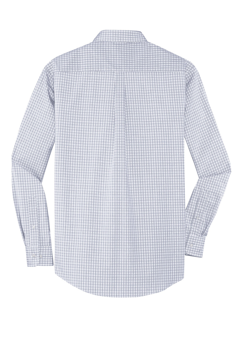 Port Authority Plaid Pattern Easy Care Shirt - White