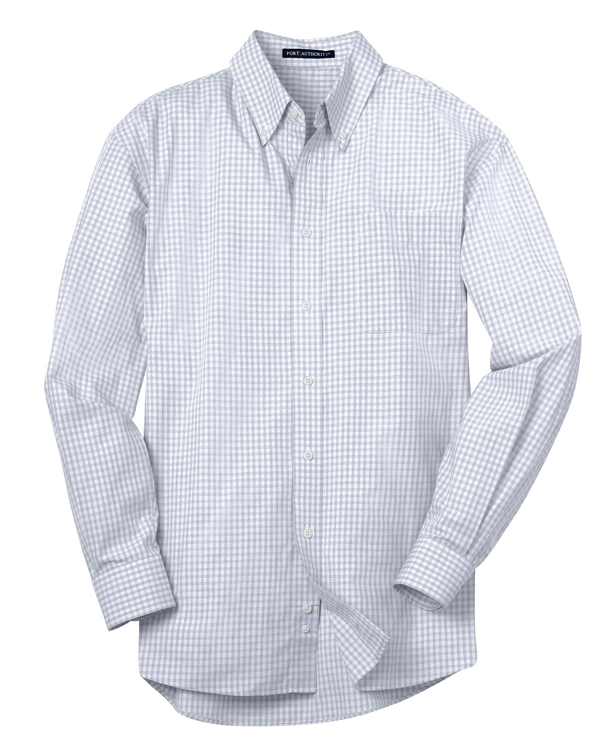 Port Authority Plaid Pattern Easy Care Shirt - White