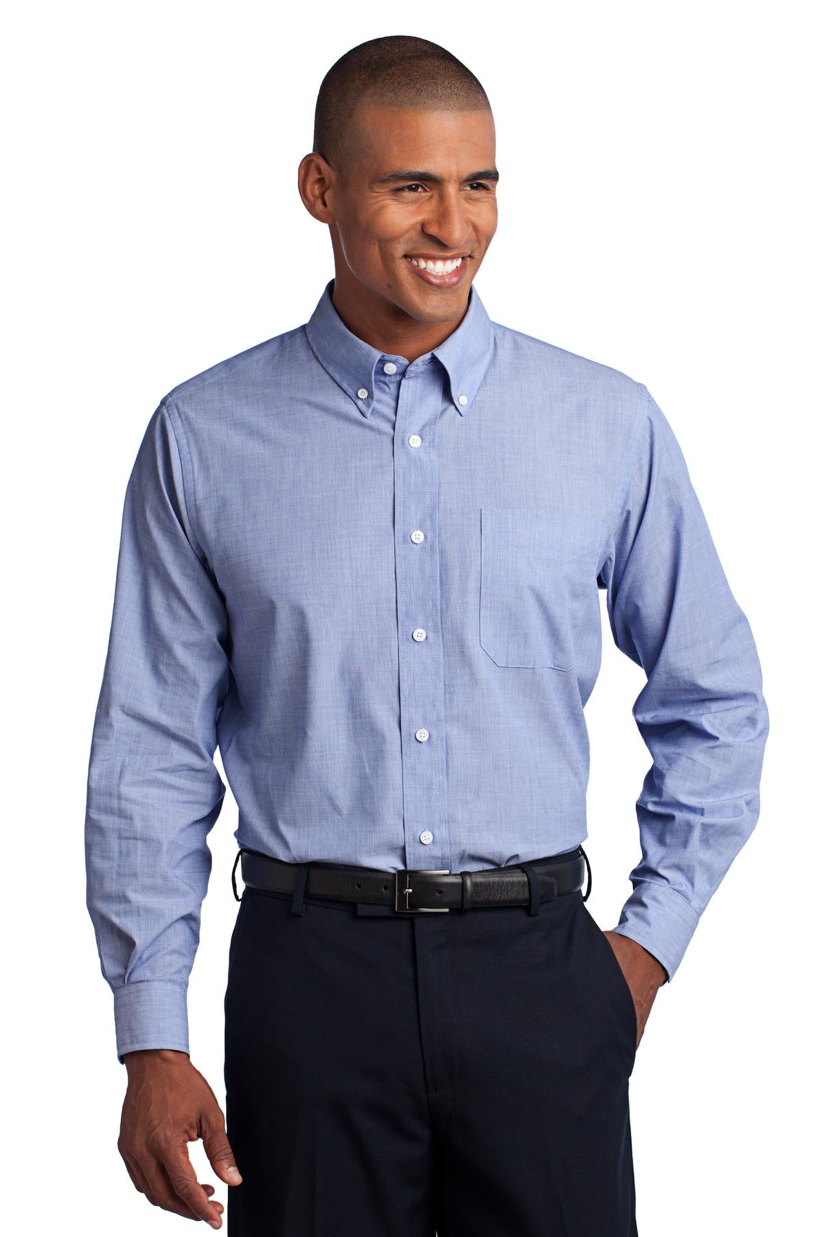 Port Authority Crosshatch Easy Care Shirt - Chambray Blue
