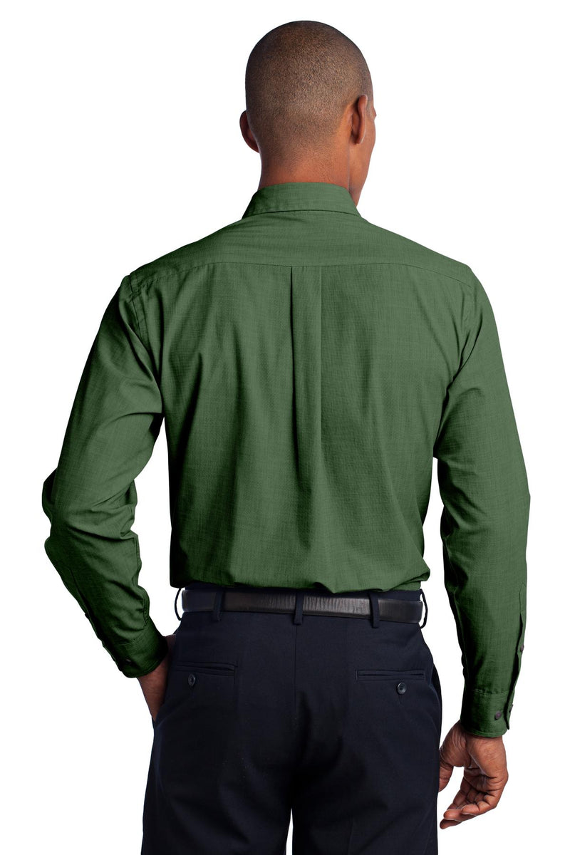 Port Authority Crosshatch Easy Care Shirt - Dark Cactus Green