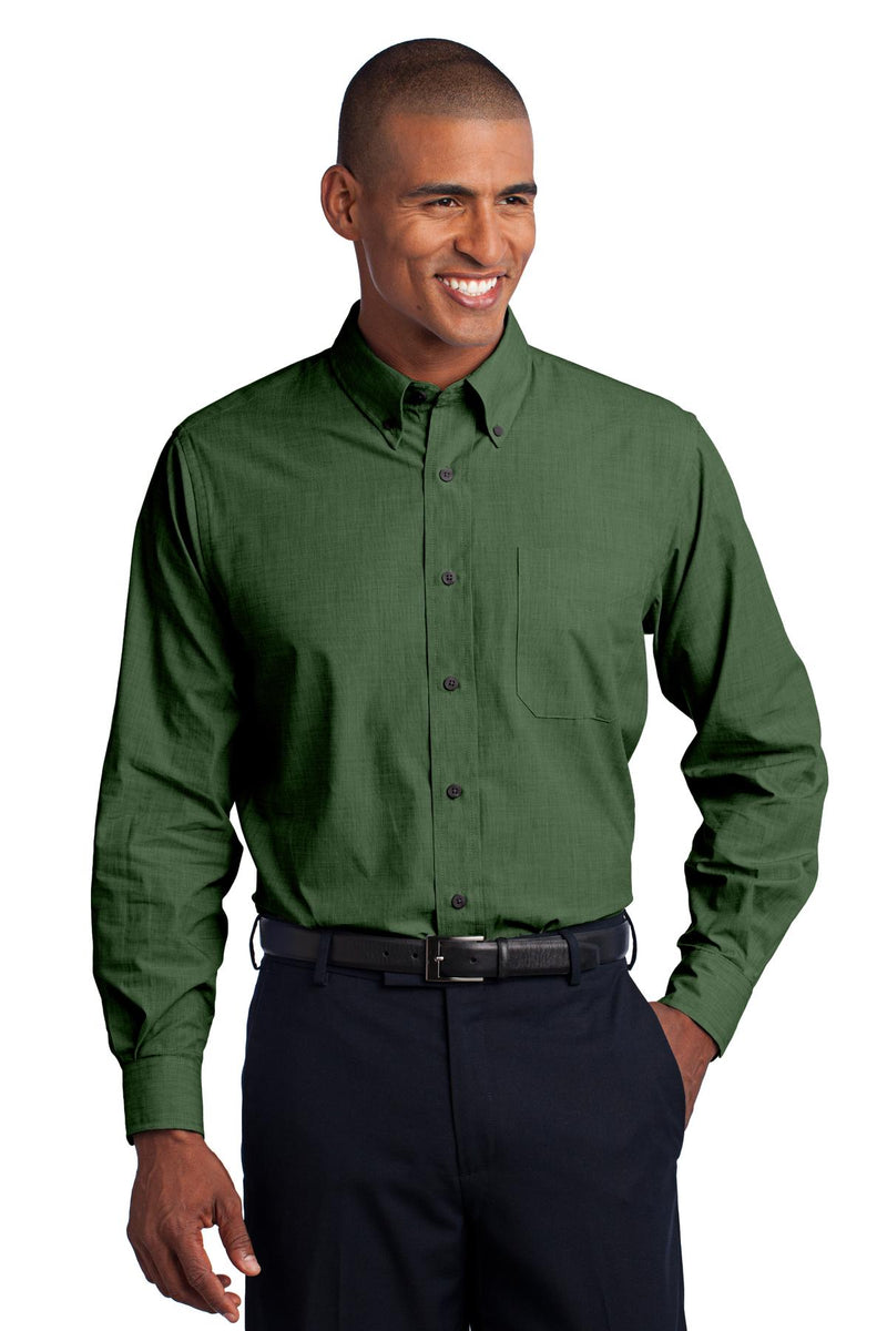Port Authority Crosshatch Easy Care Shirt - Dark Cactus Green