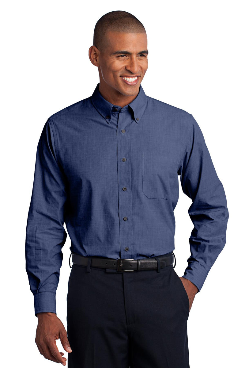 Port Authority Crosshatch Easy Care Shirt - Deep Blue