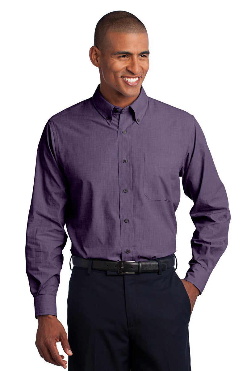 Port Authority Crosshatch Easy Care Shirt - Grape Harvest