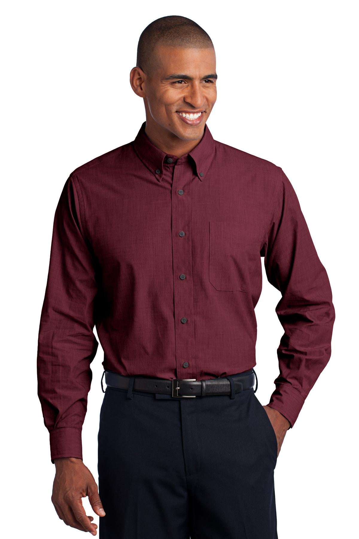 Port Authority Crosshatch Easy Care Shirt - Red Oxide