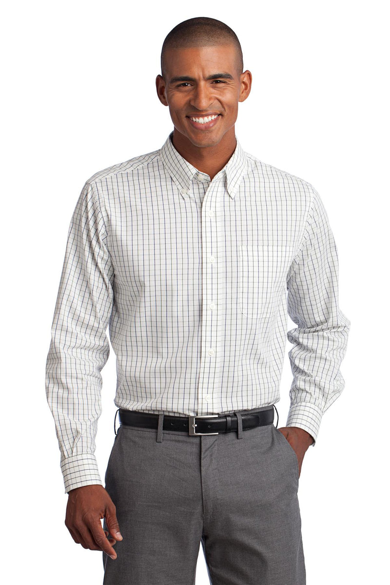 Port Authority Tattersall Easy Care Shirt - Green/ Navy