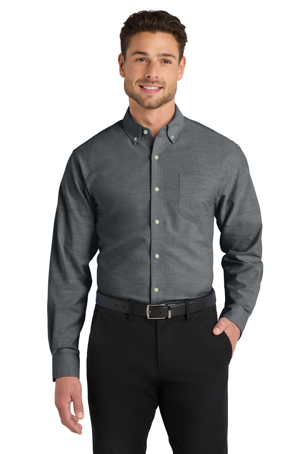 Port Authority   Untucked Fit SuperPro  Oxford - Black