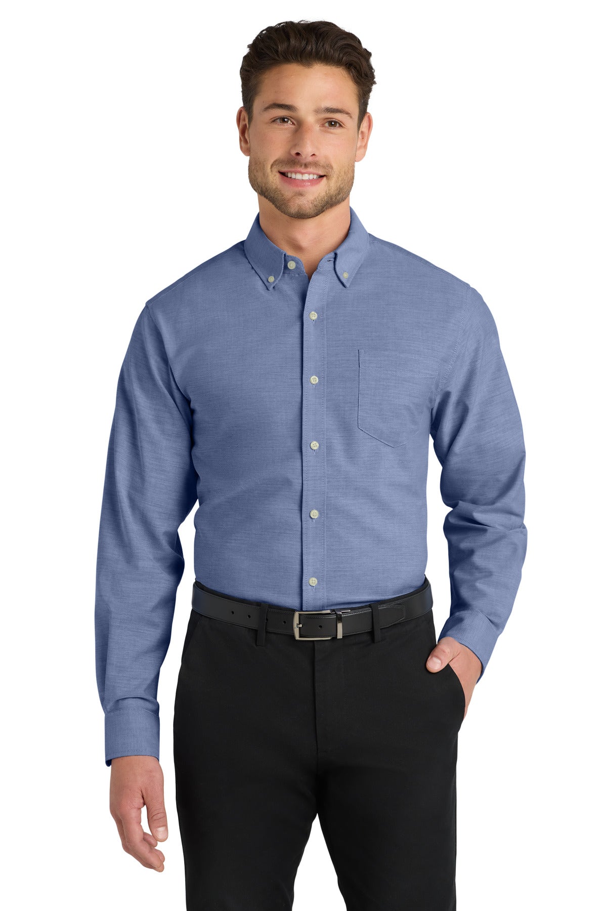 Port Authority   Untucked Fit SuperPro  Oxford - Navy