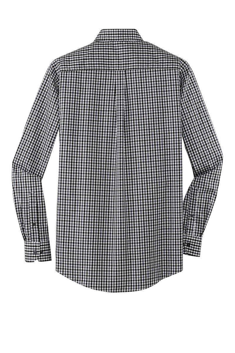 Port Authority Long Sleeve Gingham Easy Care Shirt - Black/ Charcoal