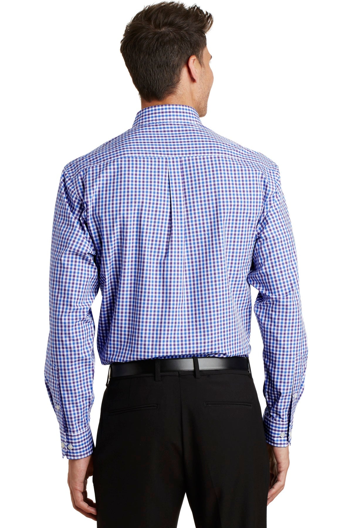 Port Authority Long Sleeve Gingham Easy Care Shirt - Blue/ Purple