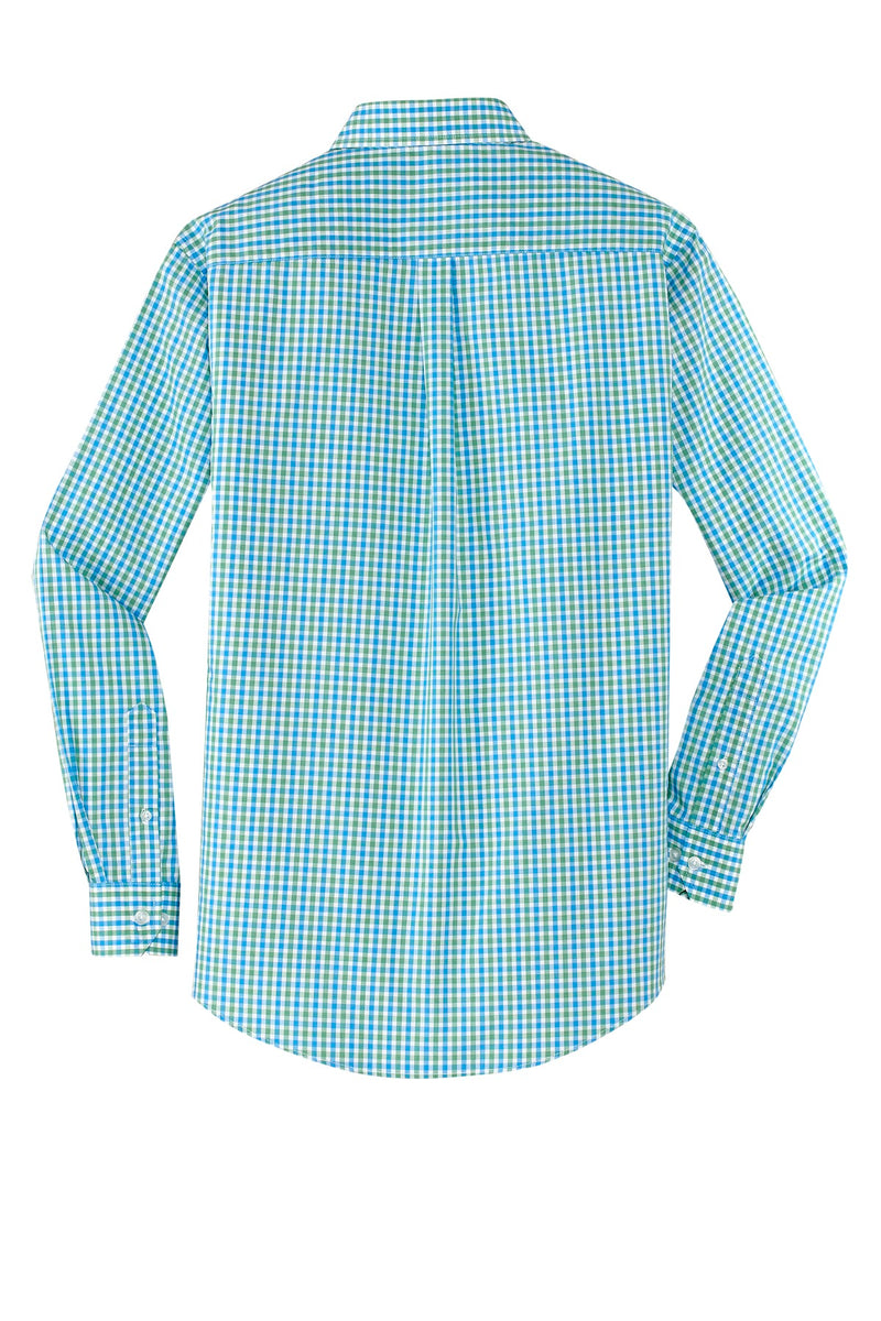 Port Authority Long Sleeve Gingham Easy Care Shirt - Green/ Aqua