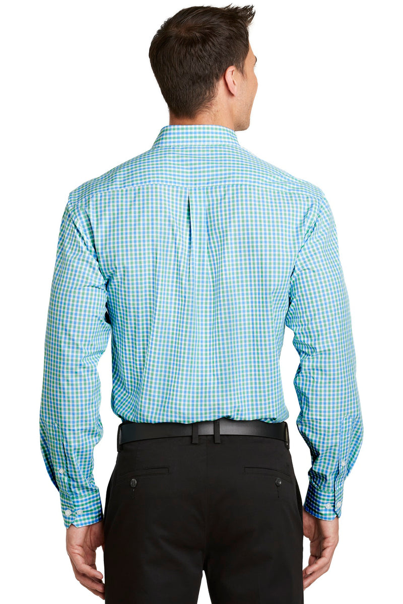 Port Authority Long Sleeve Gingham Easy Care Shirt - Green/ Aqua
