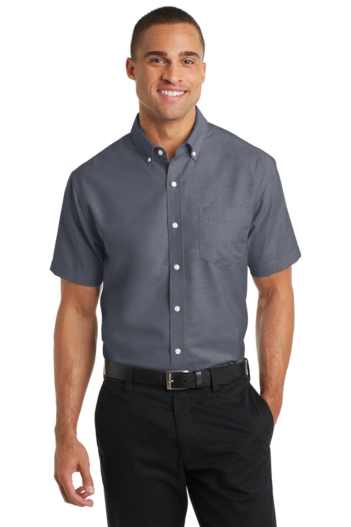 Port Authority Short Sleeve SuperPro Oxford Shirt - Black