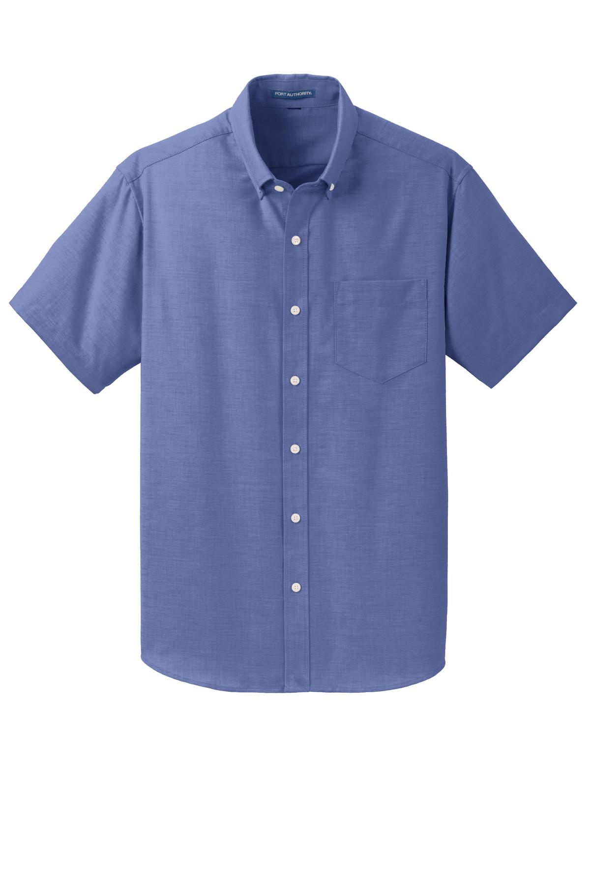 Port Authority Short Sleeve SuperPro Oxford Shirt - Navy