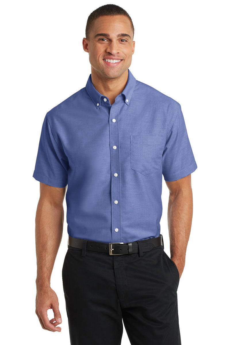 Port Authority Short Sleeve SuperPro Oxford Shirt - Navy
