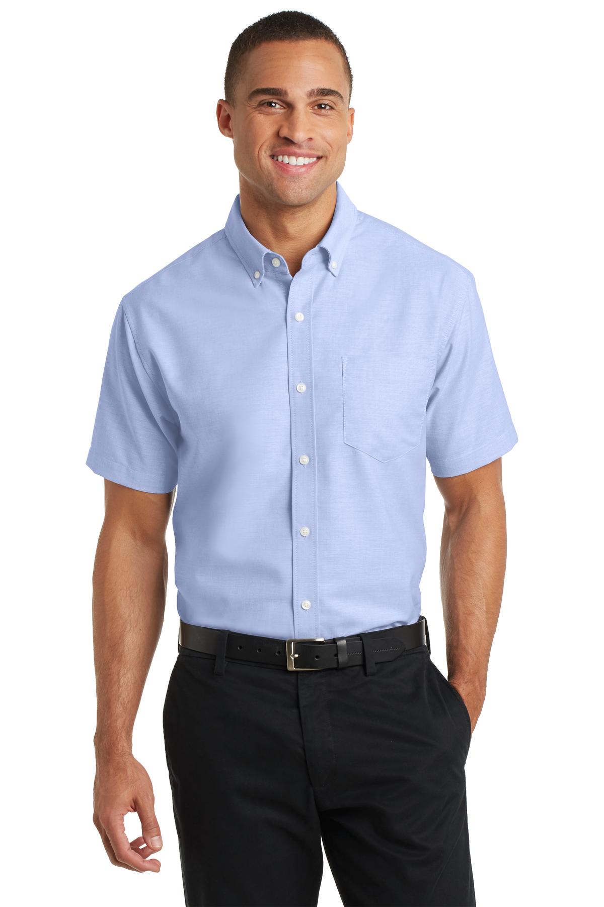 Port Authority Short Sleeve SuperPro Oxford Shirt - Oxford Blue