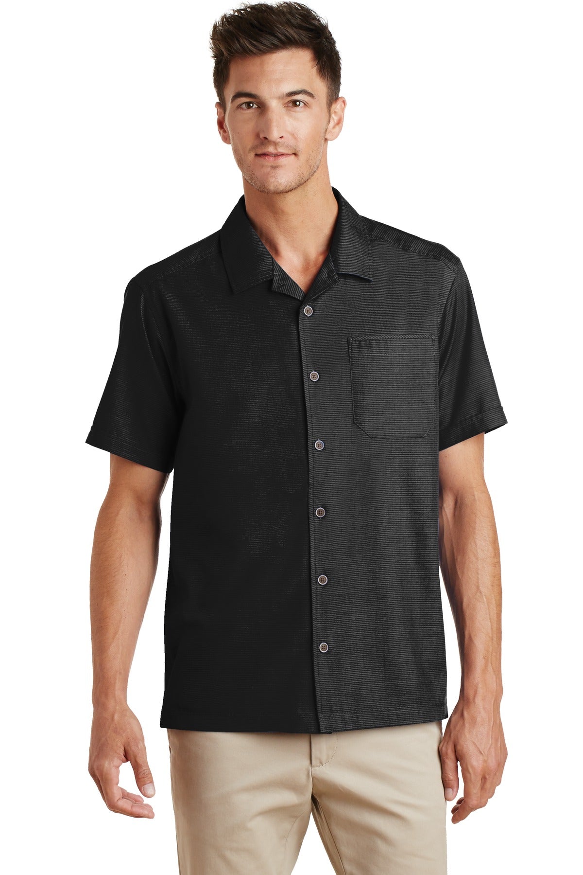Port Authority Textured Camp Shirt - Black