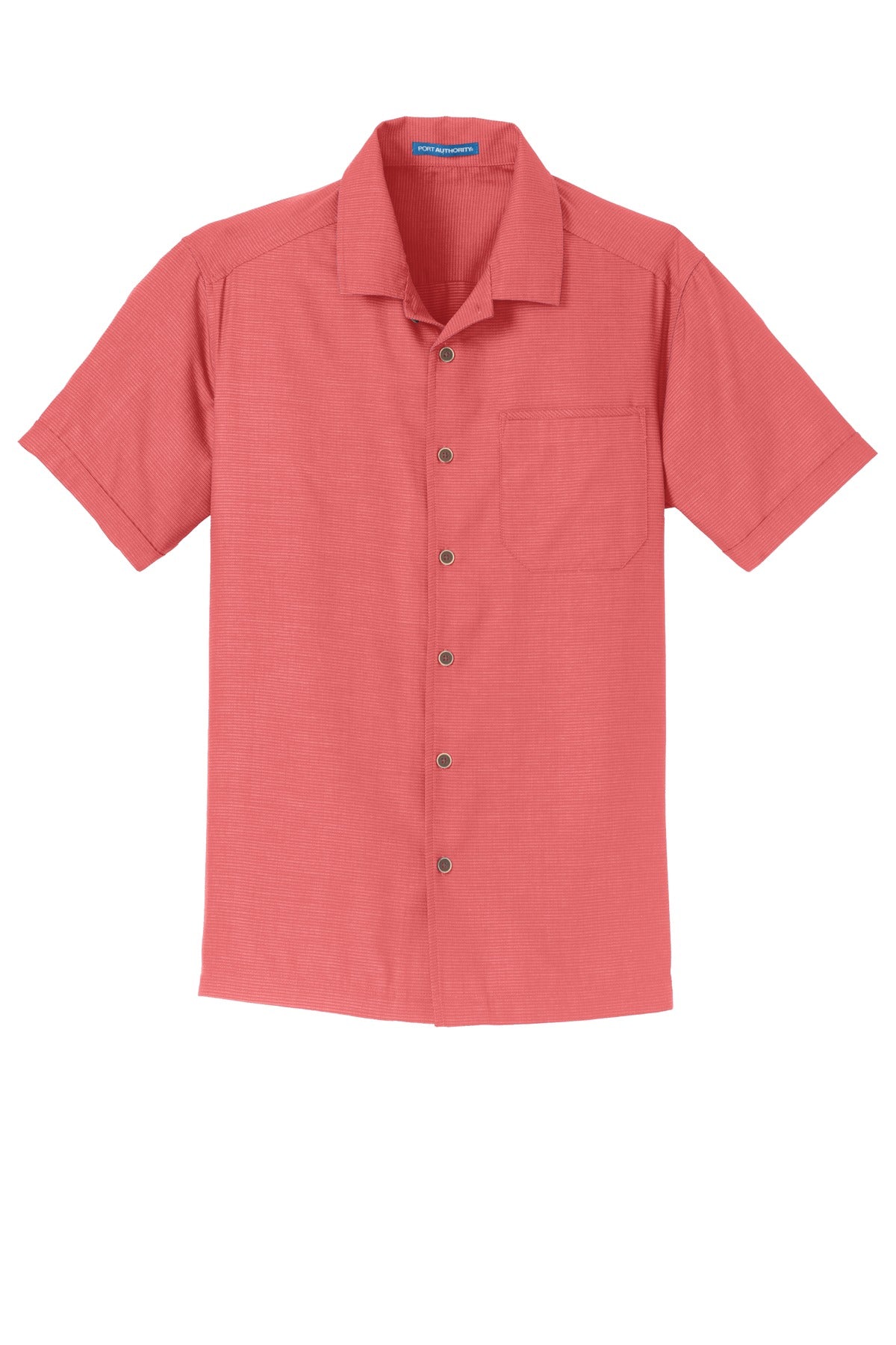 Port Authority Textured Camp Shirt - Deep Coral