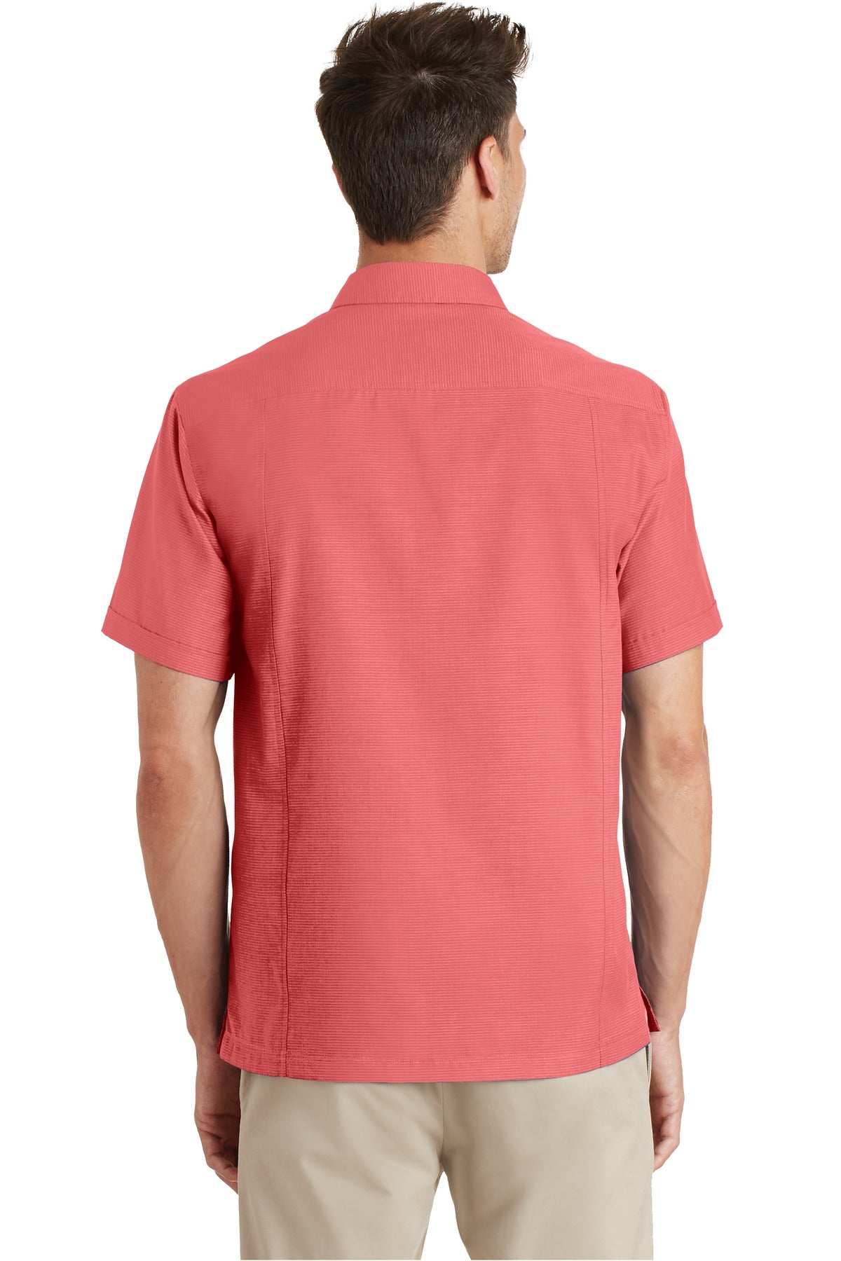 Port Authority Textured Camp Shirt - Deep Coral
