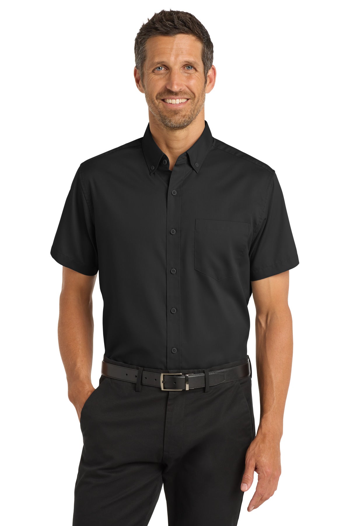 Port Authority Short Sleeve SuperPro Twill Shirt - Black